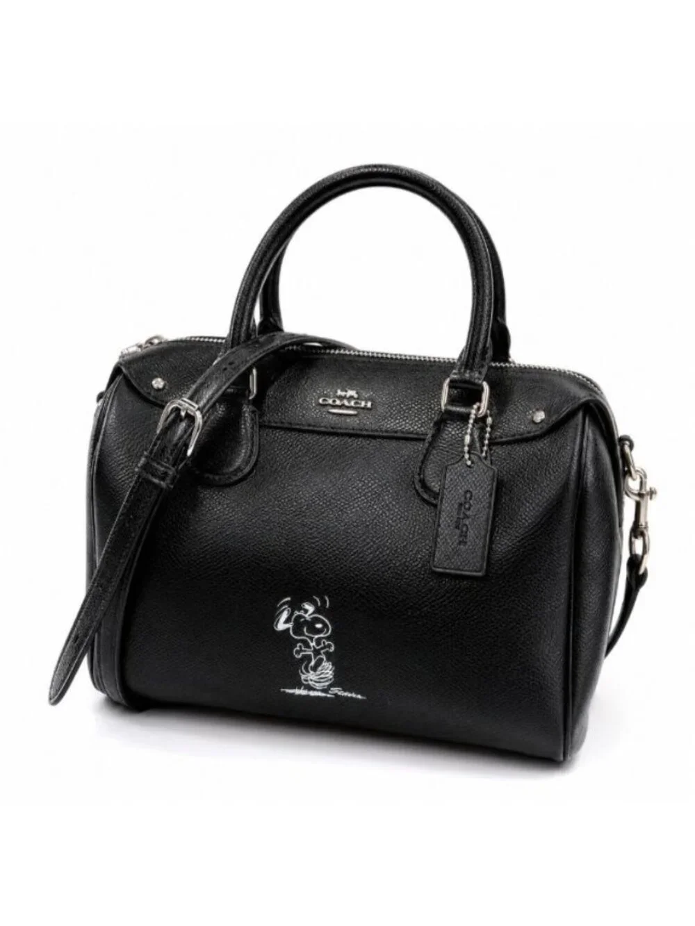 Coach x Peanuts Snoopy Mini Bennett Satchel Black Leather Crossbody Bag NWOT - Picture 3 of 16